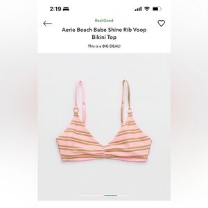 Aerie Bikini NWT - Shine rib voop top and low rise full coverage bottoms .